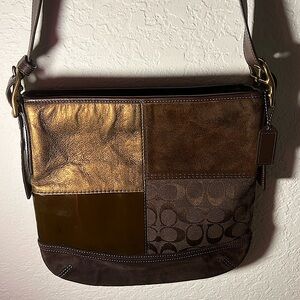 shoulder bag coach 4 patchwork purse brown